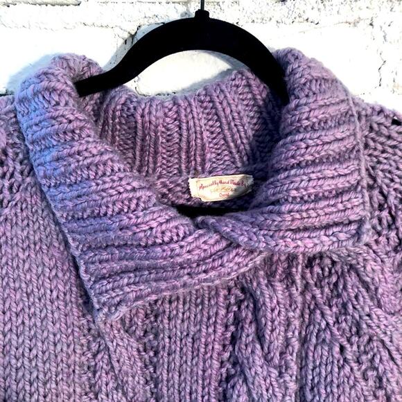 Vintage Hand Knitted Chunky Wool Fringe Poncho - Picture 4 of 9